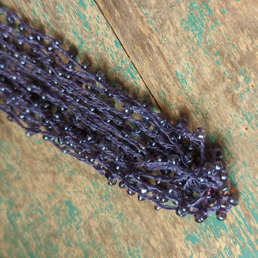 ETSY I NWT Handmade Beaded Purple Layered Crochet Necklace - Picture 6 of 11